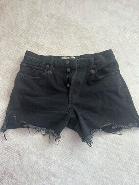 We The Free Black Distressed Cutoff Denim Shorts